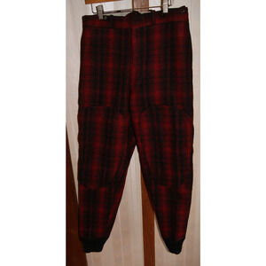 Vintage 1950s Woolrich Wool Pants Mens 33x31 Red Black Plaid Hunting Double Knee